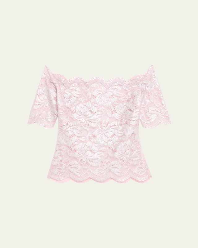 Off-The-Shoulder Metallic Lace Top